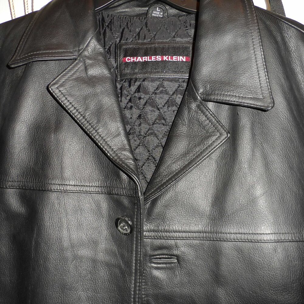 Mens Charles Klein Leather Jacket Size Large---